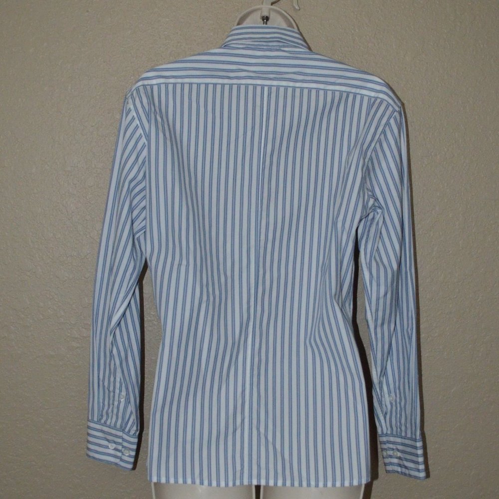 NWOT $535 Sz 34 0 Dries Van Noten Blue White Striped Long Sleeve Blouse - Picture 5 of 6